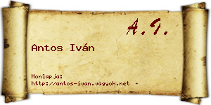 Antos Iván névjegykártya